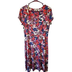 Boden Floral Short-Sleeve Dress Size 10 R Multi-Color‎